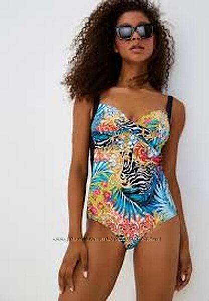 купальник монокини размер 46 / 12 на утяжке сдельный черный чашка D