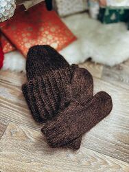 Мохерова шапка з рукавицями