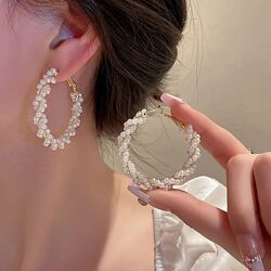 Сережки кільця з бусинами