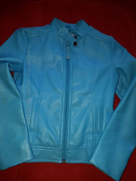 Голубая кожанка куртка пиджак на 5-8л