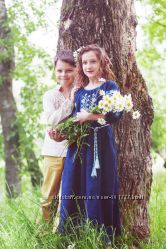 Платье для девочки из натуральной ткани 100 лен 