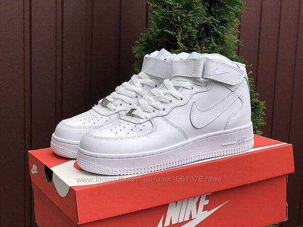   Білі демісезонні високі чоловічі кросівки nike air force с