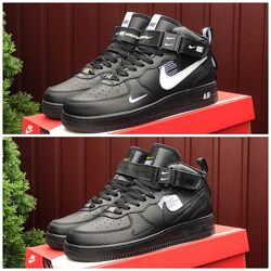 Чоловічі високі кросівки Nike Air Force чорні с