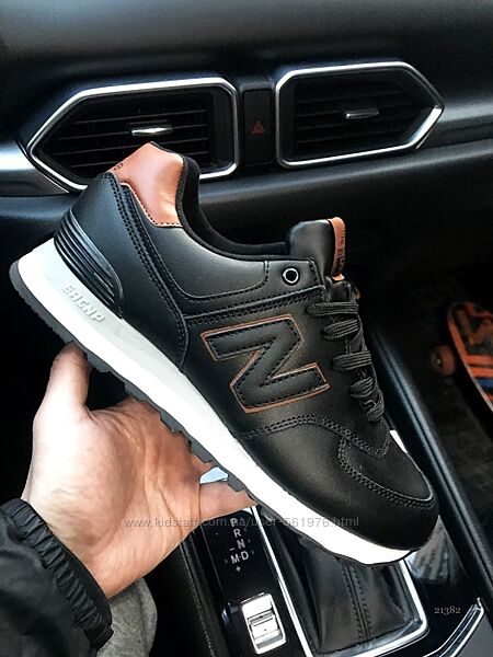 Чоловічі шкіряні кросівки New Balance 574 чорні