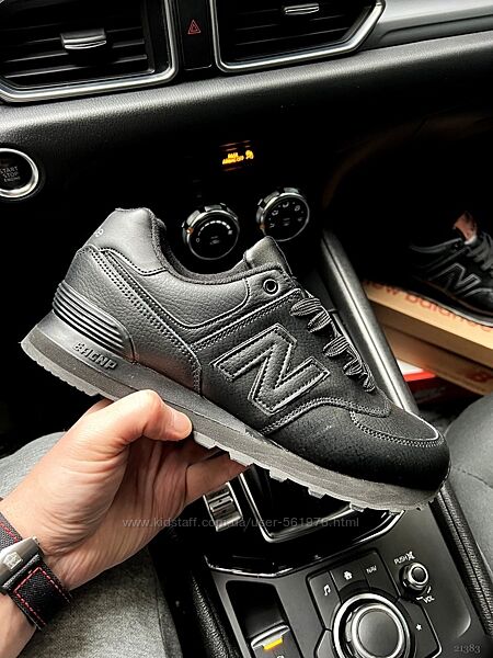 Чоловічі шкіряні кросівки New Balance 574 чорні