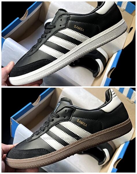 Чоловічі кросівки Adidas Samba чорні шкіра