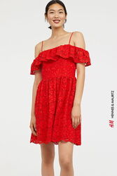 Шикарное платье с открытыми плечами тренд кружево хлопок - H&M Оригинал xl