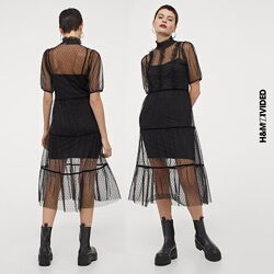 Черное двойное платье из тюля фатина сеточка - H&M Оригинал s-m