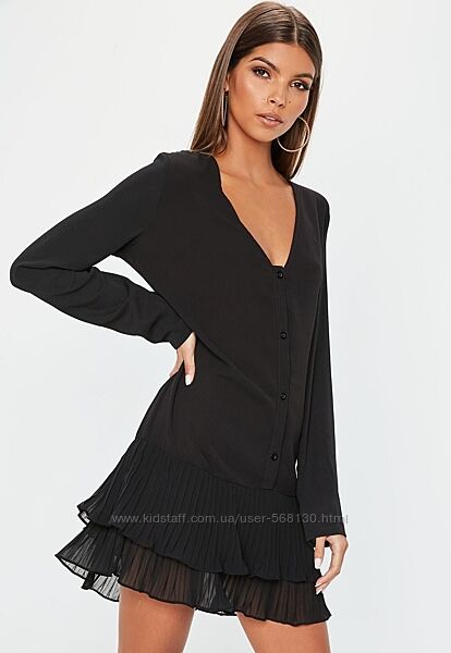 Платье черное с плиссировкой на подоле бренд - MISSGUIDED оригинал s-m