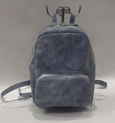  Рюкзак женский кожаный голубой 