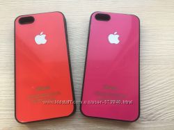 Силиконовый чехол iphone 5 5s красный или розовый в упаковке