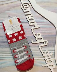 Сіро-червоні махрові шкарпетки OVS р. 23-24