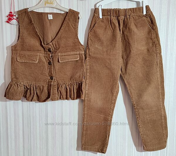 Коричневий вельветовий комплект р. 5-6 років