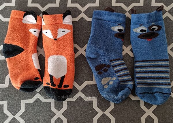 Махрові теплі шкарпетки з лисицею та собачкою