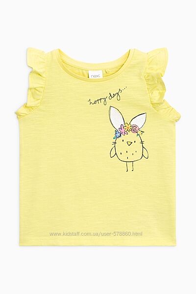 Жовта футболка Next з пасхальним кроликом р. 3-4 роки