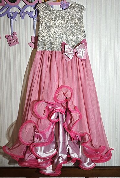 Срібно-рожева ошатна сукня р. 122