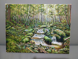 Картина Лес, водопад, 30х40 см. масло. 2023 г. М. Саврасов.
