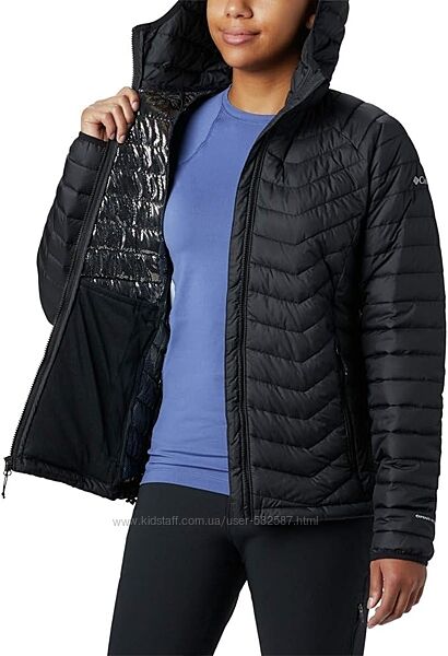 Черная короткая куртка с капюшоном Columbia OMNI-HEAT Powder Lite, XS