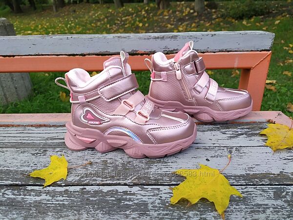 Демисезонные ботинки хайтопы для девочки розовые 29р, арт 1044