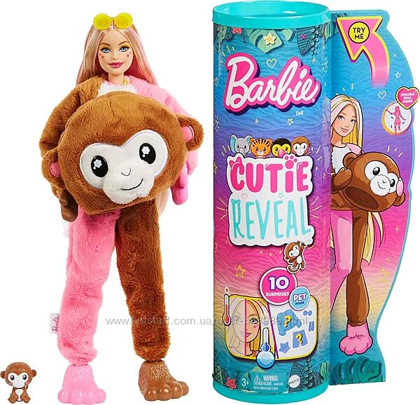  Барбі Барби мавпа обезьянка Barbie Cutie Reveal Monkey Plush Costume