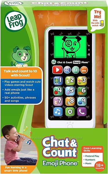 Мобильный телефон зеленый LeapFrog Chat and Count Emoji Phone