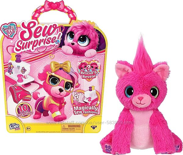 Няшка потеряшка груминг Little Live Pets Scruff-a-Luvs Sew Surprise Pink