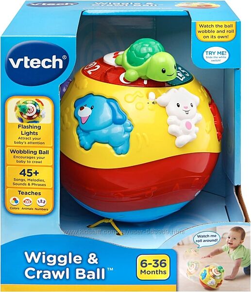 Втеч інтерактивний м&acuteячик з тваринами VTech Wiggle and Crawl Ball