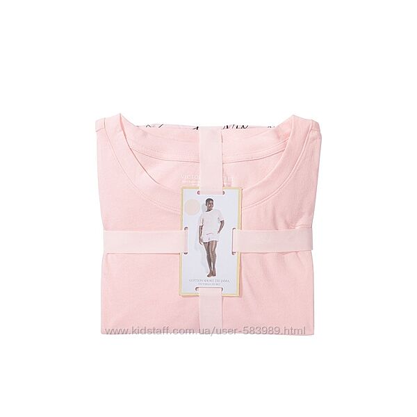 Виктория Сикрет пижама розовая Л Victorias Secret Cotton Short Tee-jama
