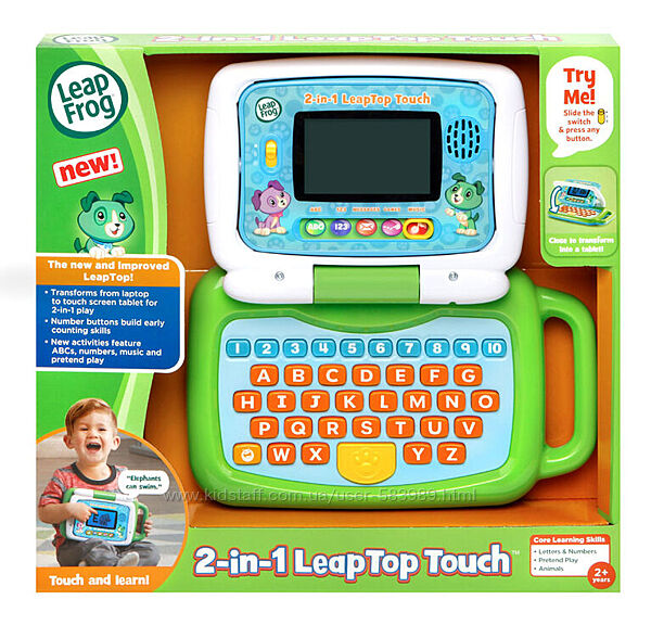 Зелений ноутбук планшет LeapFrog 2-in-1 LeapTop Touch