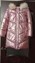 Рожеве зимове пальто Reserved для дівчинки зріст 146