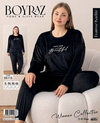 Жіноча велюрова піжама BOYRAZ Туреччина велюр плюш розміри XL-4XL