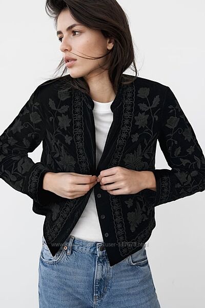 Zara Вышитая бархатная блуза, пиджак 