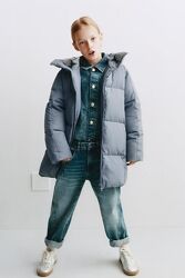 Зимовий пуховик zara на дівчинку 164 см пух перо