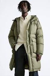 Zara довгий пуховик, длинный пуховик