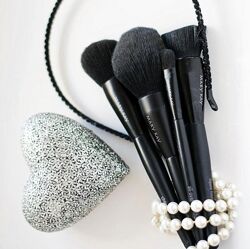 Колекція пензлів для макіяжу 5 шт.  косметичка mary kay
