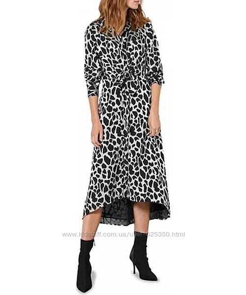 Длинное платье-рубашка с анималистичным узором из мягкого бархата Mint Velv