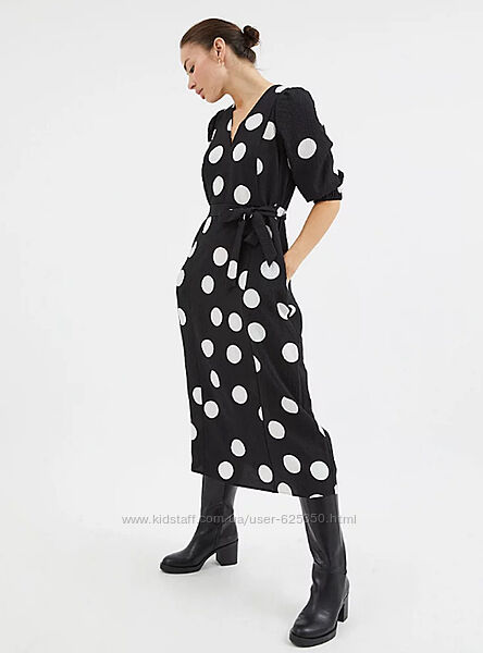 Длинное черное платье в горох George