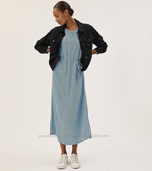 Вискозное длинное платье с геометрическим рисунком