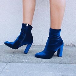 Steve Madden ботильоны велюр велюровые оригинал носок на каблуке синие сапо