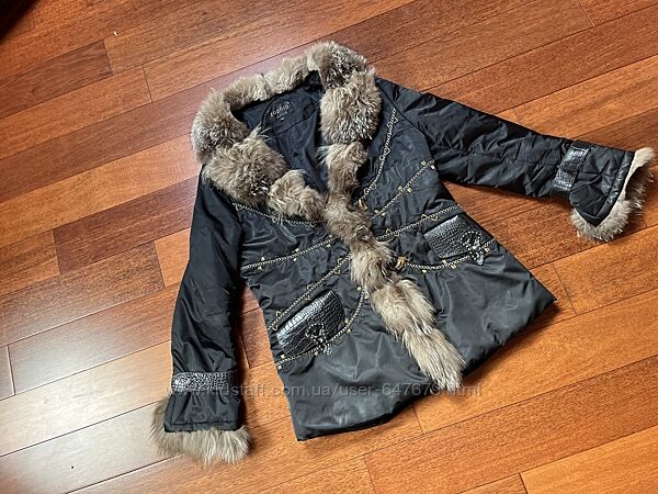 Теплая куртка стеганная zophia чернобурка 2xl с воротником