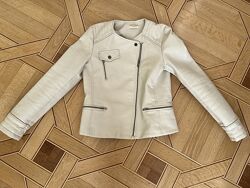 Куртка кожаная косуха светлая mango 164 см, 13-14 лет белая