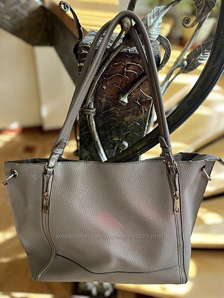 Женская серая сумка шопер 2 в 1 жіноча сіра
