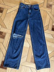 Джинсы для девочки синие прямые широкие Mango размер M, 160-170 см wide leg