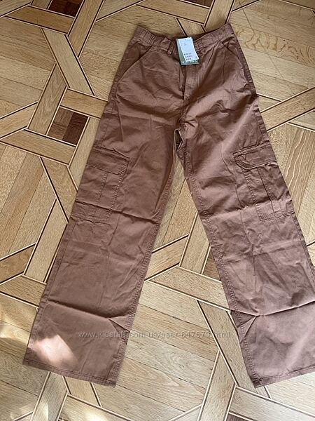 Штаны h&m карго 14 лет, 170 см коричневые брюки cargo для девочки