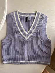 Укороченная вязаная жилетка Divided h&m xs фиолетовая сиреневая