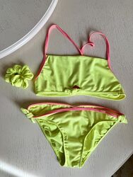 купальник lefties салатовый раздельный для девочки неон 13-14 лет в рубчик