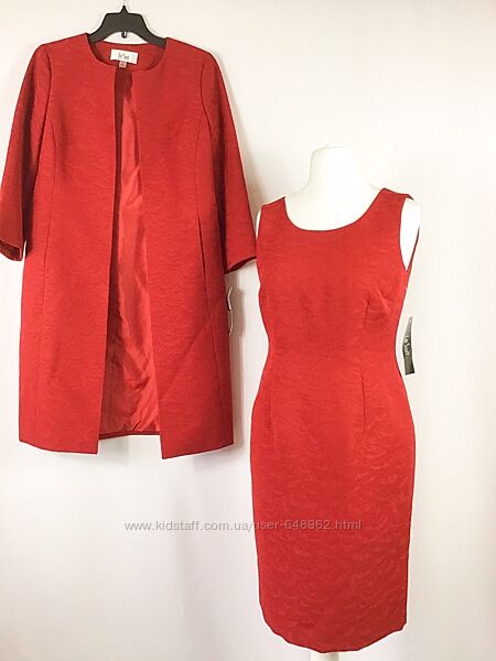 Красный костюм-двойка, платье и летнее пальто, из США