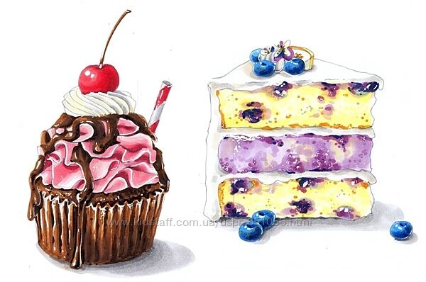 Скетчинг маркерами Сладости Любовь Дрюма