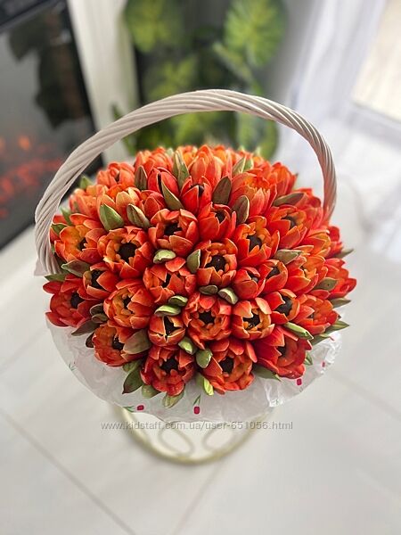 Корзина с зефирными тюльпанами с рецептом Анна Иванова buket zefira rnd