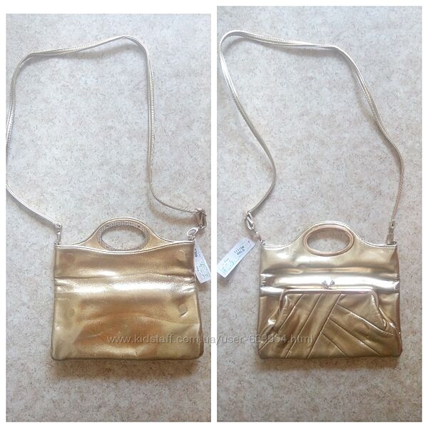 Новая золотистая сумка-клатч трансформер двусторонняя. Яркая, стильная.